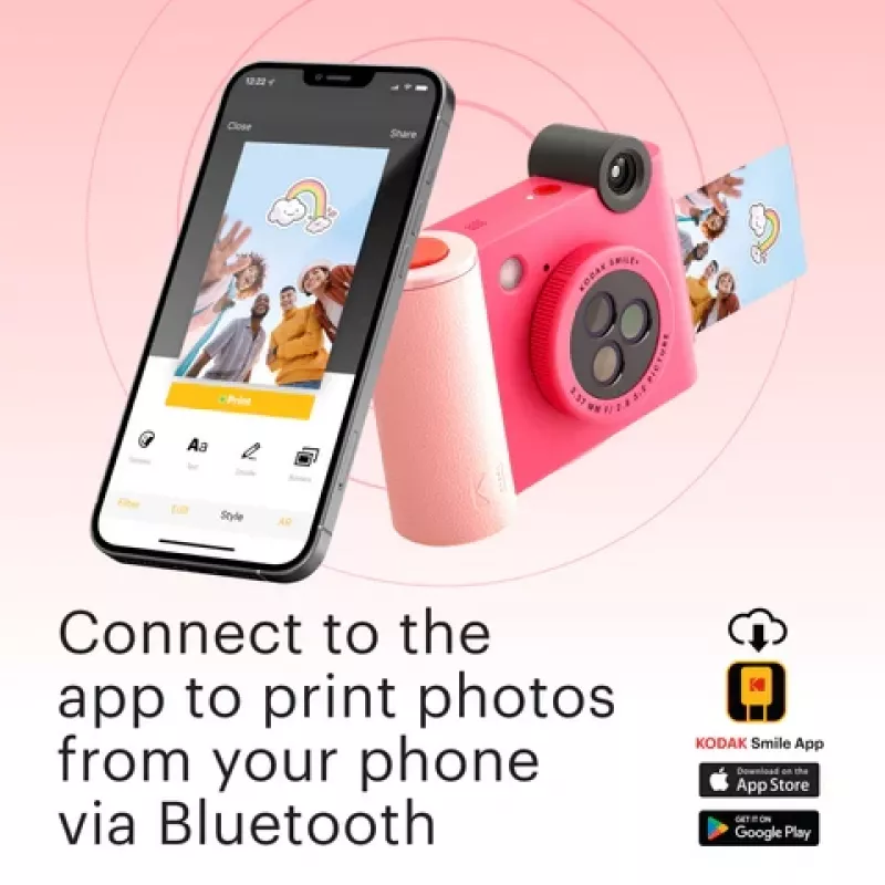 Kodak SMILE+ Câmara de impressão instantânea, 2x3 polegadas, Fuchsia
