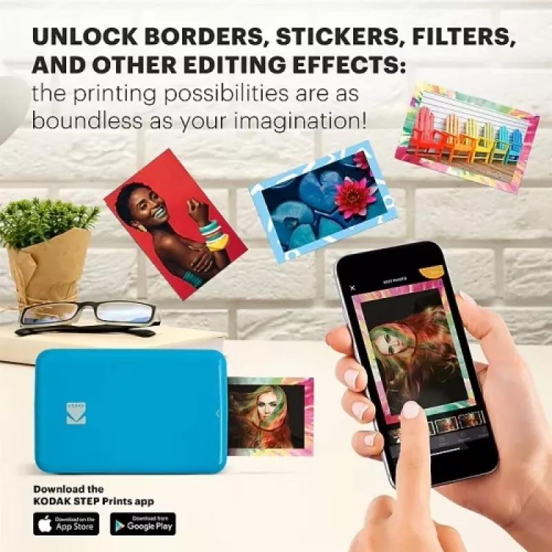 KODAK STEP Impressora Fotográfica Móvel Instantânea - Cor ZINK 2x3 polegadas - 1 ppm - Bluetooth - Azul