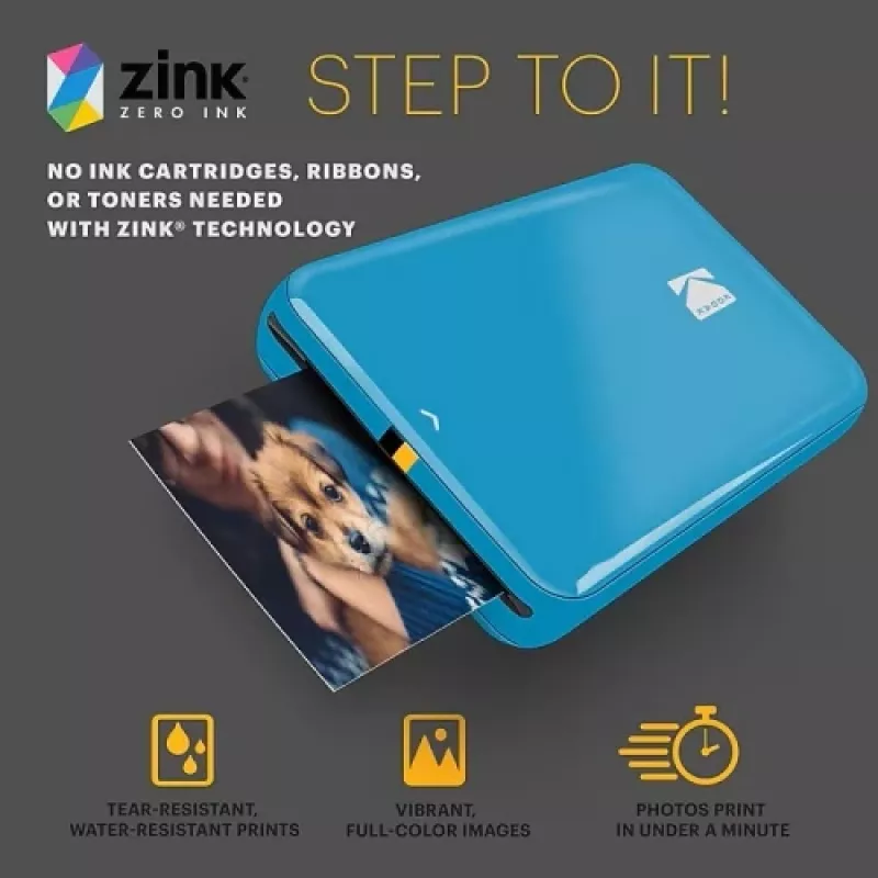 KODAK STEP Impressora Fotográfica Móvel Instantânea - Cor ZINK 2x3 polegadas - 1 ppm - Bluetooth - Azul