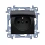 KONTAK-SIMON Simon 10 Preto mate Tomada Schuko simples com tampa basculante e proteção infantil IP44 terminais de mola 16A