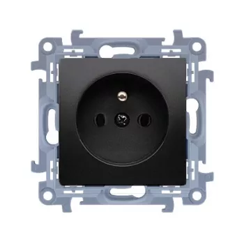 KONTAK-SIMON Simon 10 Tomada individual com terra, Quick-Connect, 16A 250V, Preto mate