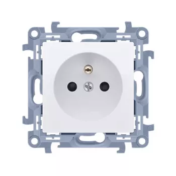KONTAK-SIMON Simon 10 Tomada simples branca com ligação à terra e proteção infantil, Quick-Connect, 16A 250V