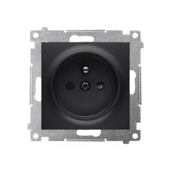 Módulo de tomada KONTAK-SIMON Simon 54 preto mate, 1x Type F, proteção infantil, terminais de parafuso 16A 250V