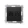KONTAK-SIMON Simon 54 Premium Cat.6 UTP Módulo de dados RJ45 duplo, Preto mate, com tampas de proteção contra pó