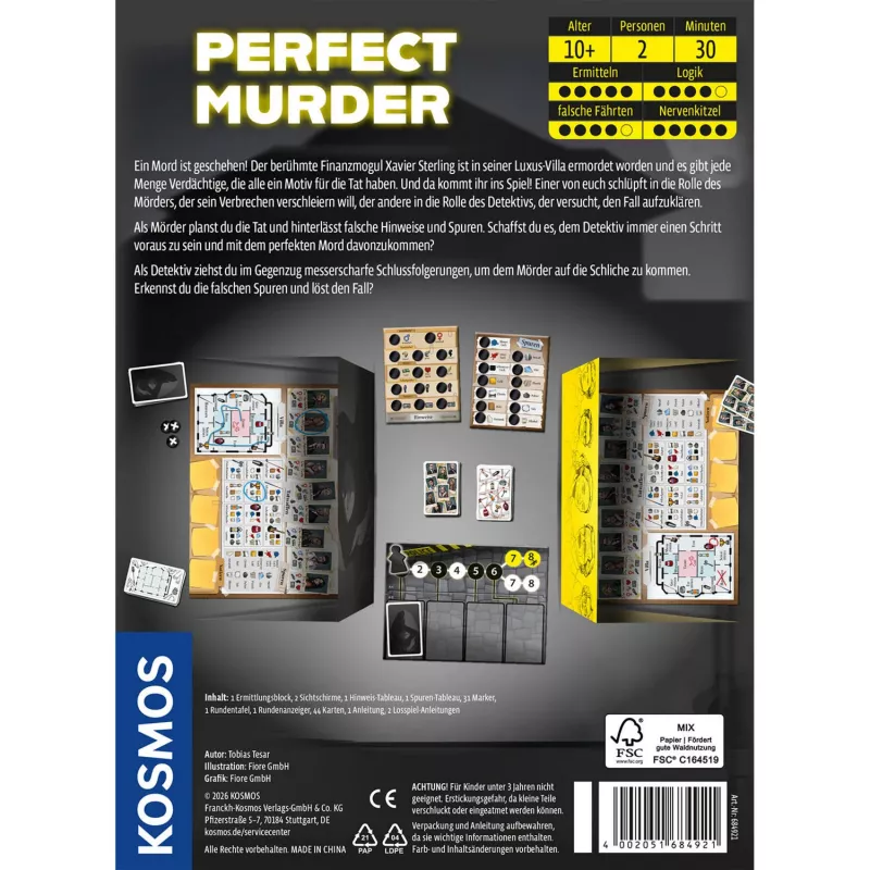 KOSMOS Perfect Murder Jogo de Mistério de Assassinato