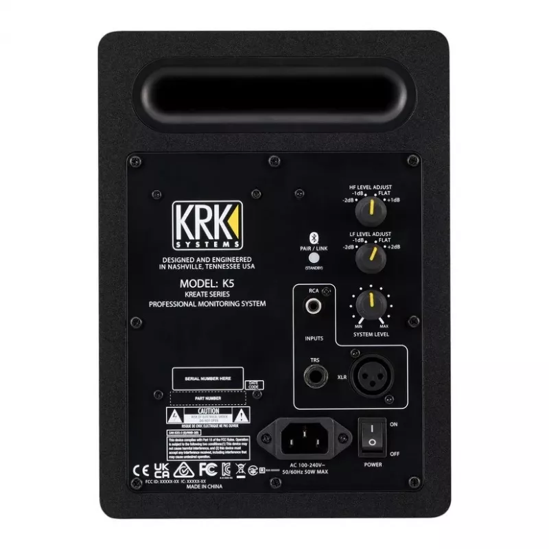 KRK Kreate 5 monitor de estúdio ativo - woofer de 5,25 polegadas, tweeter de 1 polegada, 100W, Bluetooth 5.0