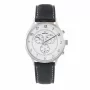 Relógio de quartzo analógico de homem KRONOS 40mm caixa de aço inoxidável bracelete de pele preto 783.35.19