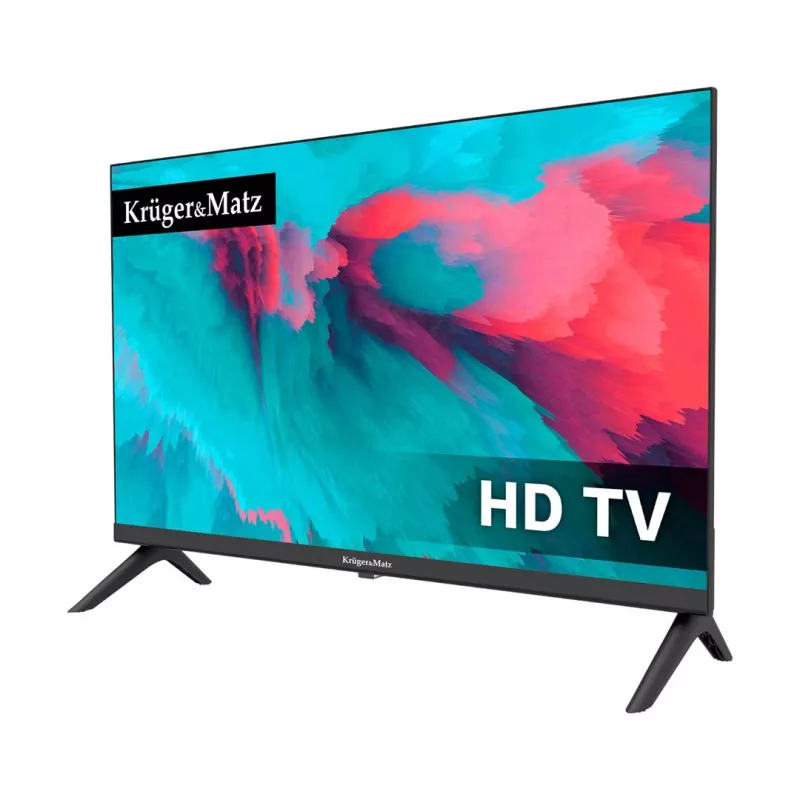 KRUGER & MATZ KM0224-T1 TV LED 24 polegadas HD Ready com DVB-T2 H.265/HEVC, adaptador de carro 12V, 2x HDMI, USB PVR, modo hotel