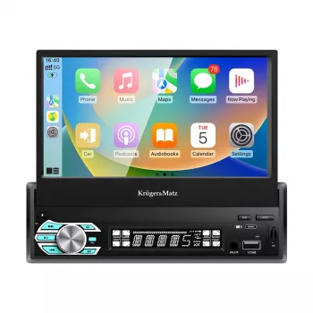 Autorrádio Kruger & Matz KM2018 com ecrã tátil retrátil de 7 polegadas, Apple CarPlay e Android Auto