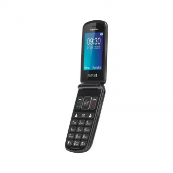 Telemóvel para seniores KRUGER & MATZ Simple 929 GSM com teclas grandes, botão SOS, base de carregamento, Dual-SIM, rádio FM, lanterna – preto