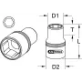 KS TOOLS Encaixe sextavado curto de 1 polegada de acionamento 38mm, 6 cantos, cromo-vanádio, DIN 3124 911.1038