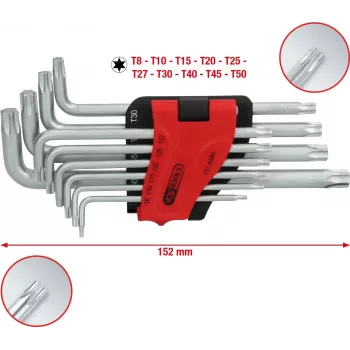 KS TOOLS 151.4880 Conjunto de chaves TORX em L longas, 10 peças, cromo-vanádio, tamanhos T9-T50