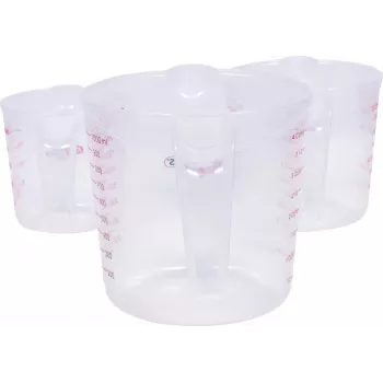 KS TOOLS conjunto de 3 copos medidores, 250/500/1000 ml, PP transparente com escala azul, apto para alimentos, lavável na máquina, empilhável 150.9205