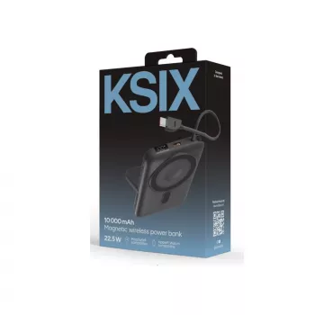 Powerbank magnética KSIX 10000 mAh, 22,5W para iPhone e Apple Watch, Cinzento
