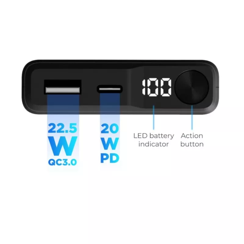 KSIX Powerbank magnético 10000 mAh 22,5W, preto