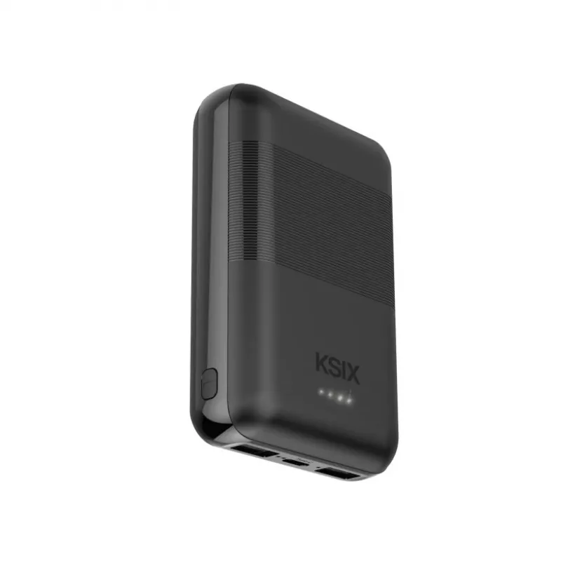 Powerbank KSIX Mini 10000mAh 10W com cabo USB-A USB-C preto