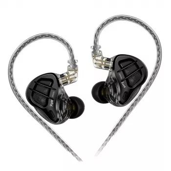 KZ ZAR NO MIC - Auscultadores In-Ear Monitor, híbridos de 8 drivers, 1 dinâmico + 7 Balanced Armature, cabo amovível, ficha jack de 3,5 mm, cinzento escuro
