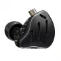 Auscultadores In-Ear KZ ZAX NO MIC com 1 driver dinâmico + 7 balanced armature, driver dinâmico 10mm, impedância 24Ω, sensibilidade 113dB, cabo 2-Pin removível, Preto