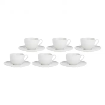Conjunto de 6 pires de chá com xícaras LA PORCELLANA BIANCA - branco, 200 ml