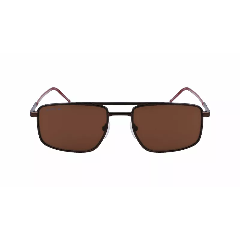 Óculos de sol retangulares de homem Lacoste L255S-5619201 - armação Havana/tartaruga, lentes verdes, 56/19/145 mm