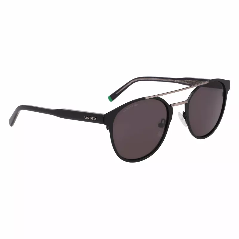 Óculos de sol retangulares Lacoste L263S-2 para homem - armação preta, lentes cinzentas, 53 mm