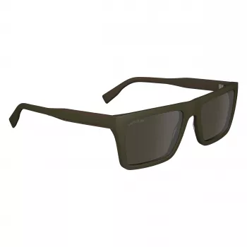 Óculos de sol de homem Lacoste L6009S-275 retangulares - armação de acetato Havanna, lentes de policarbonato castanhas, proteção UV400