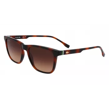 Óculos de sol Lacoste L6041S-214 para homem retangulares Havana armação em acetato lentes de policarbonato castanhas 54mm