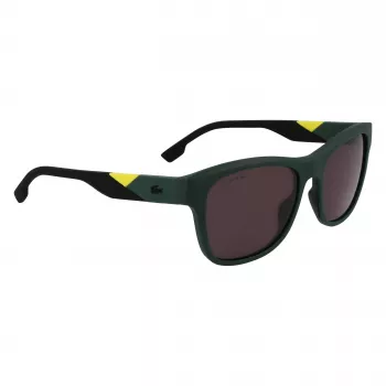 Óculos de sol retangulares de homem Lacoste L6043S-301 - armação verde, lentes cinzentas, 56/18/145 mm