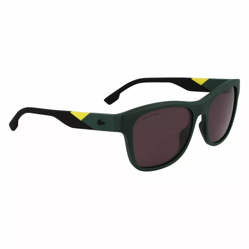 Óculos de sol retangulares de homem Lacoste L6043S-301 - armação verde, lentes cinzentas, 56/18/145 mm