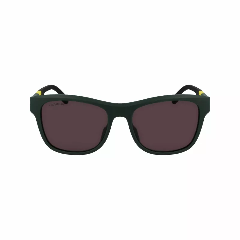 Óculos de sol retangulares de homem Lacoste L6043S-301 - armação verde, lentes cinzentas, 56/18/145 mm