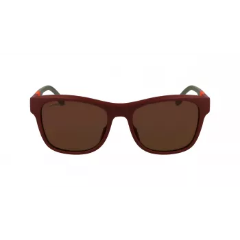 Óculos de sol retangulares LACOSTE L6043S-601 para homem - armação preta lentes cinzentas 56/18/145 mm