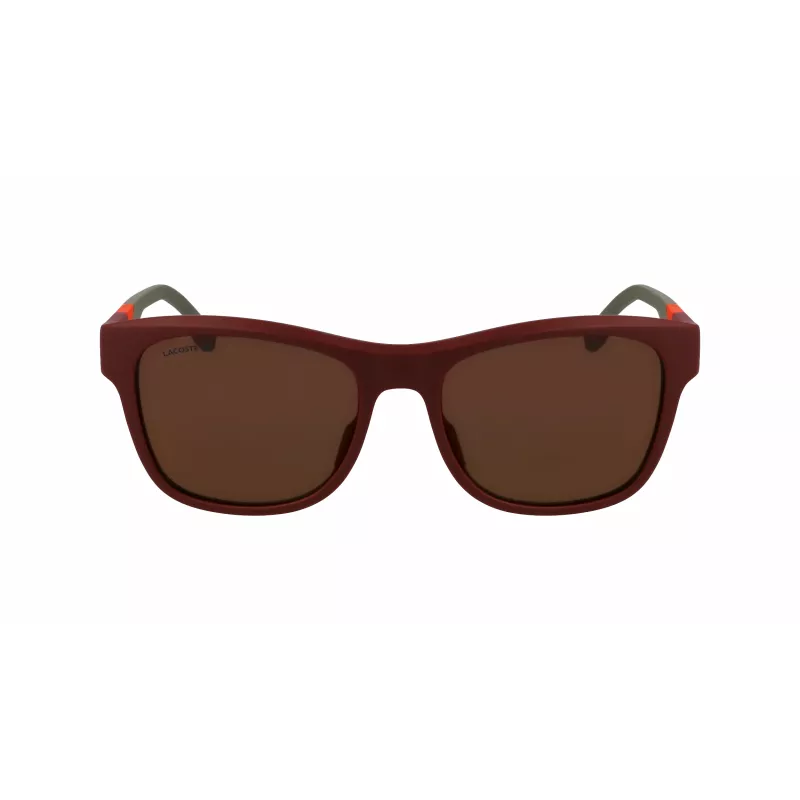 Óculos de sol retangulares LACOSTE L6043S-601 para homem - armação preta lentes cinzentas 56/18/145 mm