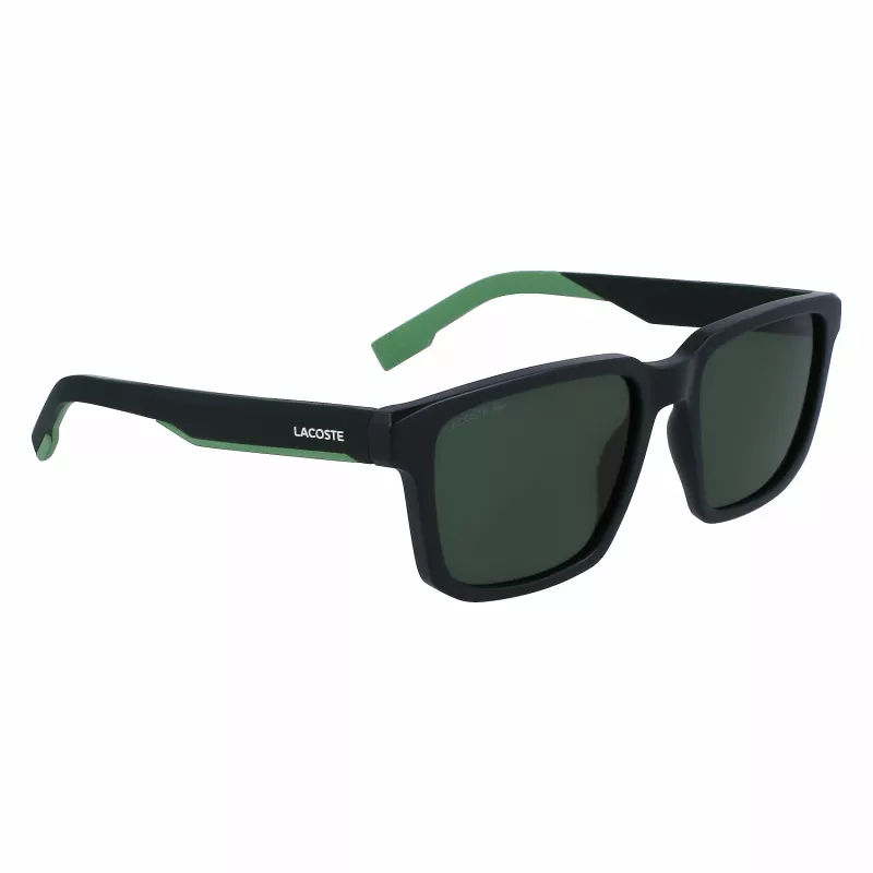Óculos de sol de homem Lacoste L999S-301, armação verde mate, lentes verde-escuras, 55/18/145 mm