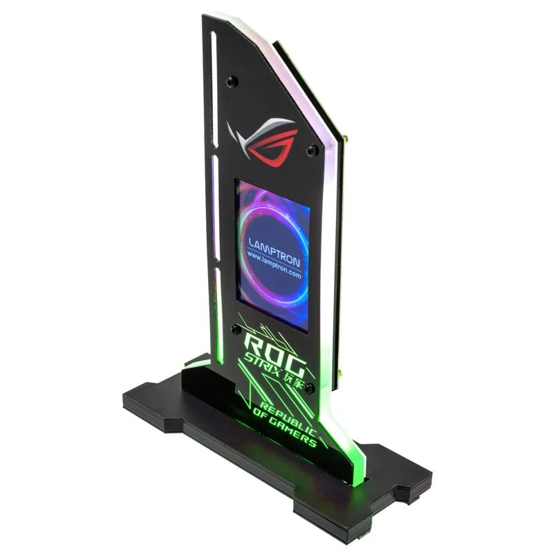 Suporte vertical para GPU Lamptron com ecrã - preto