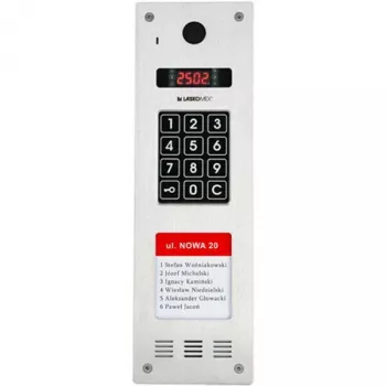 Painel áudio vertical estreito Laskomex CP-2533NR-040, aço inoxidável, com leitor RFID