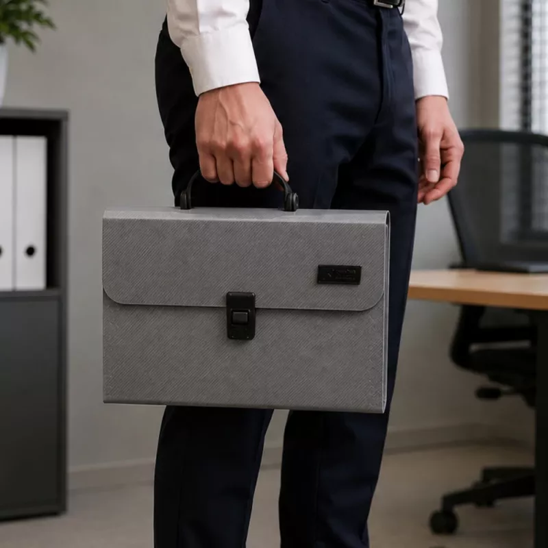 LEAN 31033 Organizador de documentos expansível A4 13 compartimentos cinzento