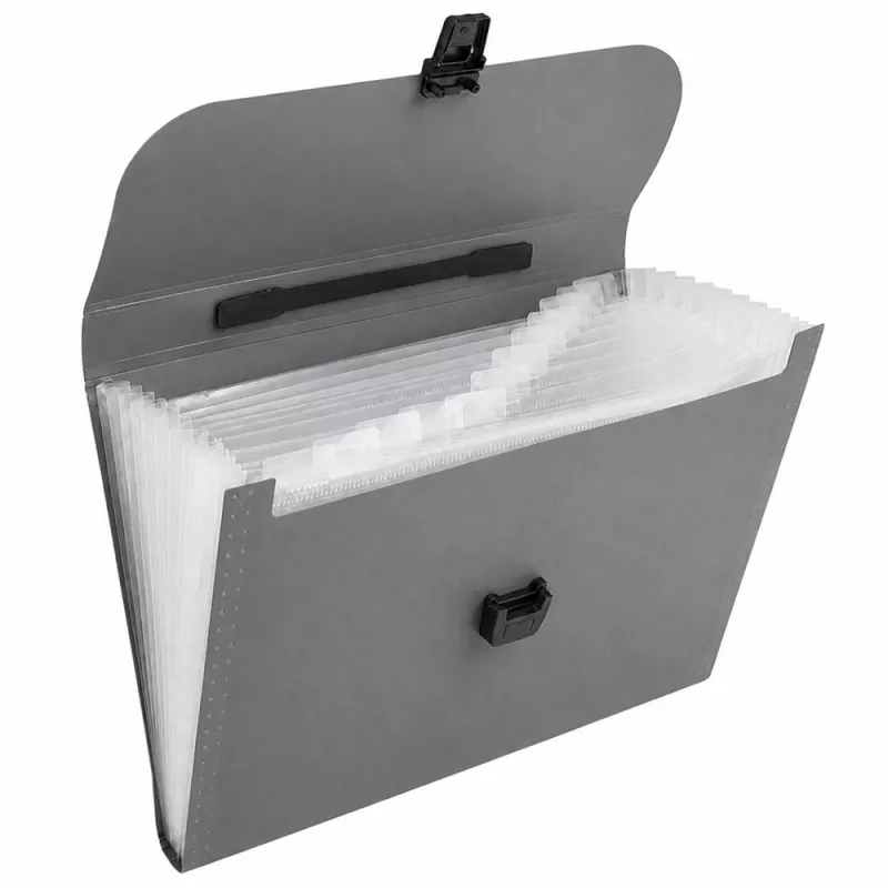 LEAN 31033 Organizador de documentos expansível A4 13 compartimentos cinzento