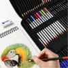 LEAN Conjunto de desenho e esboço, conjunto completo de 74 peças com lápis de grafite, lápis de cor, pastéis a óleo, carvão e estojo com fecho