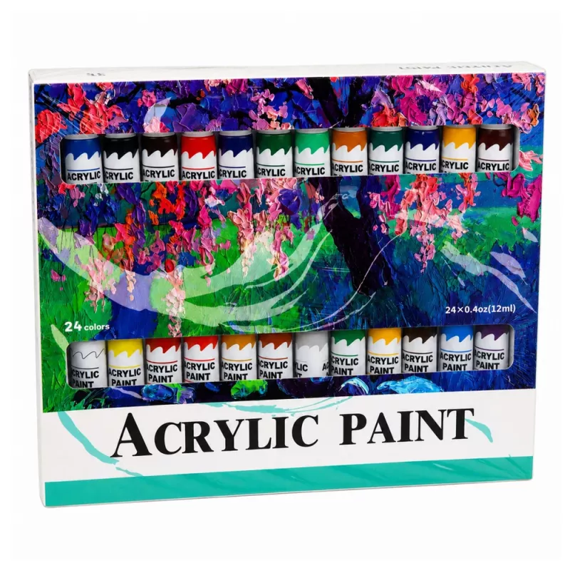 LEAN Conjunto de Tintas Acrílicas Artísticas 24 Cores 12 ml