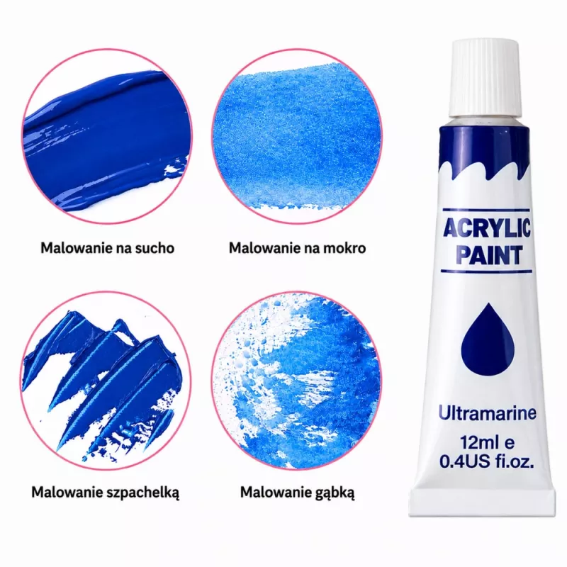 LEAN Conjunto de Tintas Acrílicas Artísticas 24 Cores 12 ml