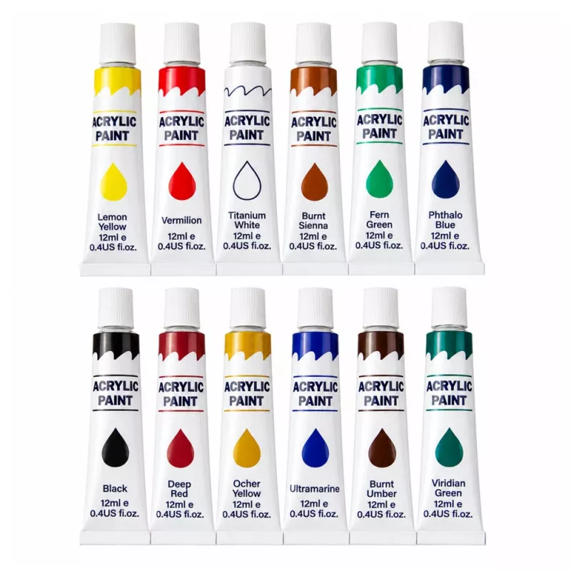 LEAN Conjunto de Tintas Acrílicas Artísticas 24 Cores 12 ml