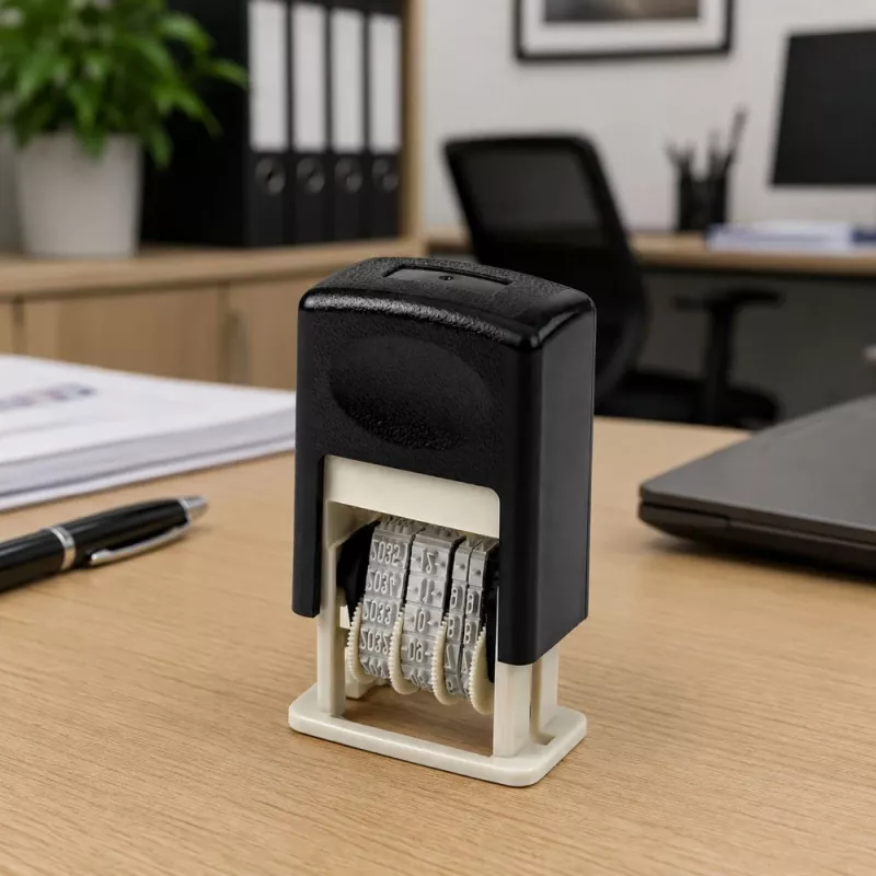 Carimbo de data automático LEAN Carimbo de data de escritório ajustável preto