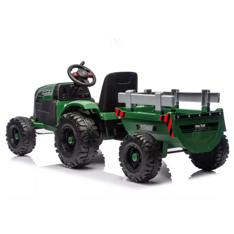 Trator a bateria 24V LEAN CARS com atrelado verde-escuro - CH9959B