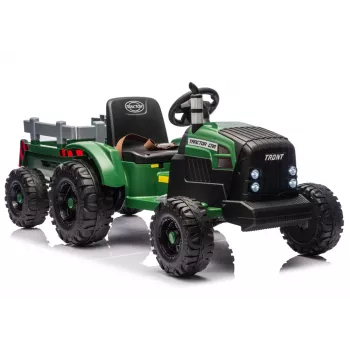 Trator a bateria 24V LEAN CARS com atrelado verde-escuro - CH9959B