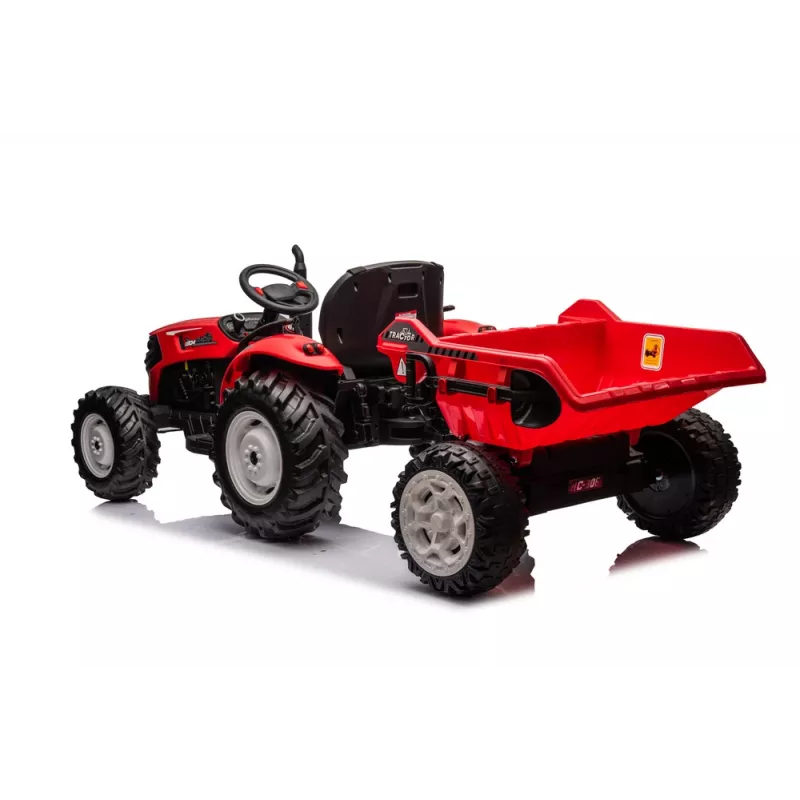 LEAN CARS trator a bateria 24V HC-306 vermelho com atrelado