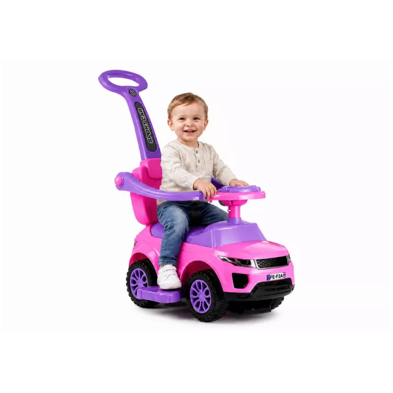 LEAN CARS 614W Carrinho de empurrar para crianças com barra para pais - rosa