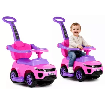LEAN CARS 614W Carrinho de empurrar para crianças com barra para pais - rosa