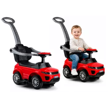 LEAN CARS 614W carro de passeio infantil com barra de empurrar - vermelho