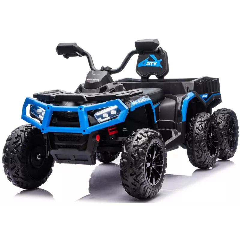 LEAN CARS Quad ATV a Bateria 6 Rodas com Atrelado JC606 24V 4x4 Azul