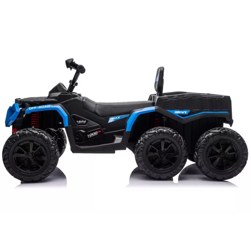 LEAN CARS Quad ATV a Bateria 6 Rodas com Atrelado JC606 24V 4x4 Azul